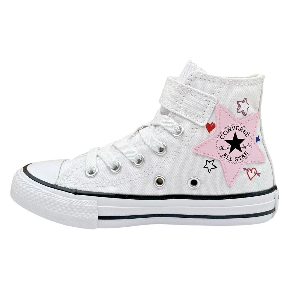 Converse Chuck Taylor Girls Hi Top Slip-on Sneakers Size 11 White Doodle Star - Picture 1 of 12